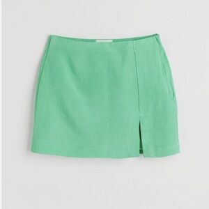 H&M Women New Green Short Linen Blend Skirt New Summer Size 4